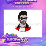 Free Stylish Black Sunglasses Free Silver Chain Bad Bunny Cartoon Free SVG - Instant Download