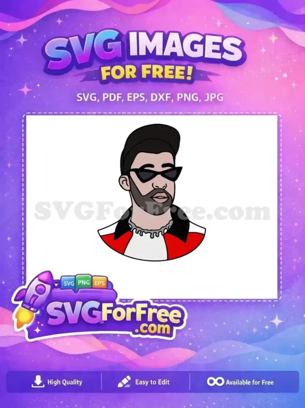 Stylish man with beard and sunglasses, a free design ready for your projects. This free SVG vector offers a modern, cool vibe.