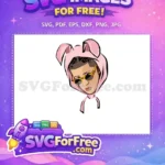 Free Pink Hooded Free Yellow Shades Bad Bunny Cartoon Free SVG - Instant Download