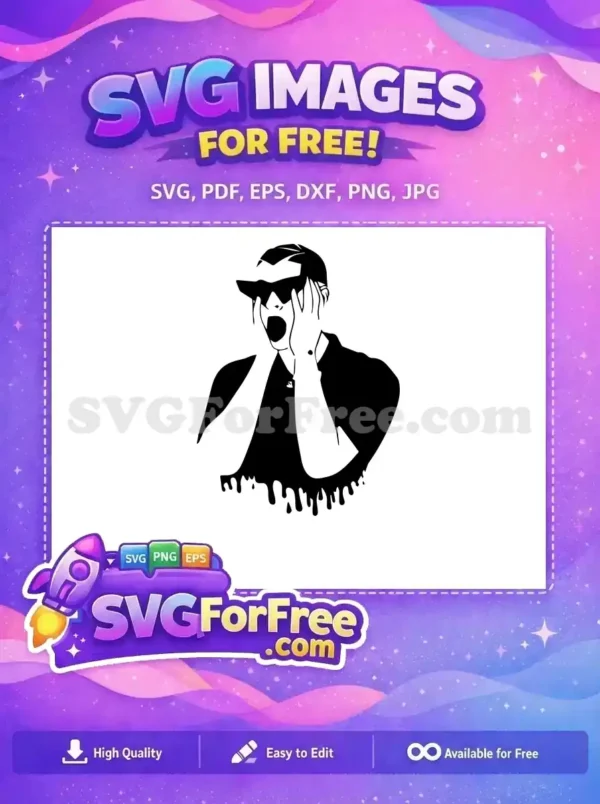 Dynamic free design showcasing a person in a cap and sunglasses, hands on head, screaming with a dramatic drip effect.
