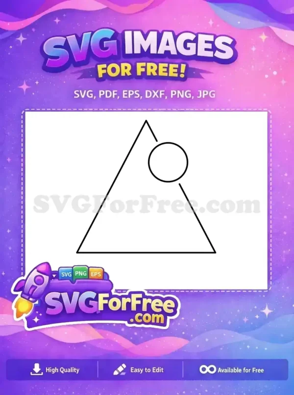 A striking free geometric design featuring a bold black outline triangle with a circle intersecting its right side, creating a modern and abstract visual.