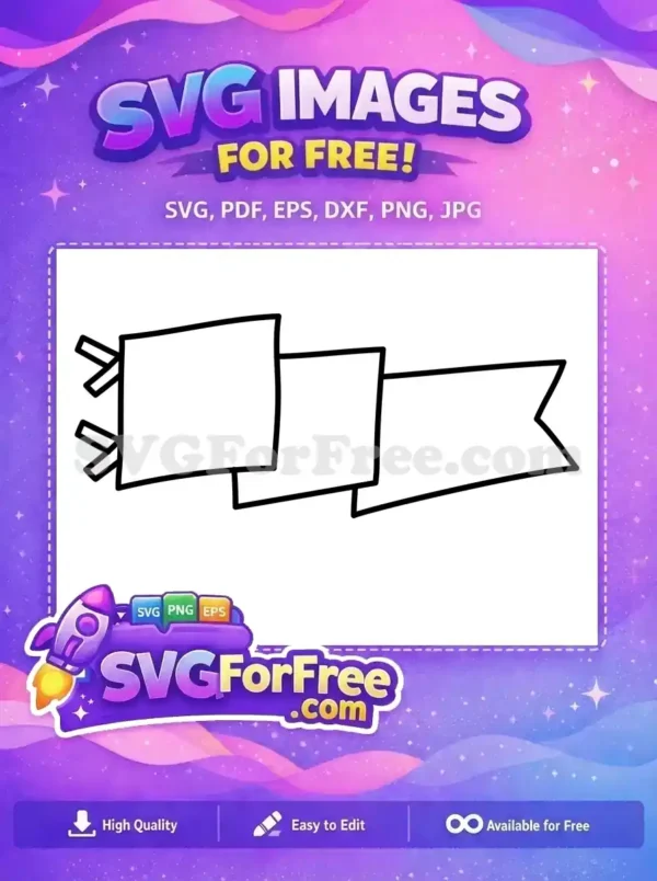 A charming, free hand-drawn style three-part banner outline. This versatile SVG design is perfect for various creative projects.