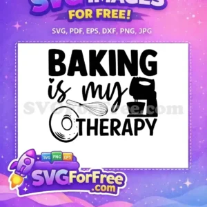 Free ‘Baking is my Therapy’ SVG Design for Creative Bakers This free 'Baking is my Therapy' SVG design, with baking tools and a donut, is perfect for free crafts.