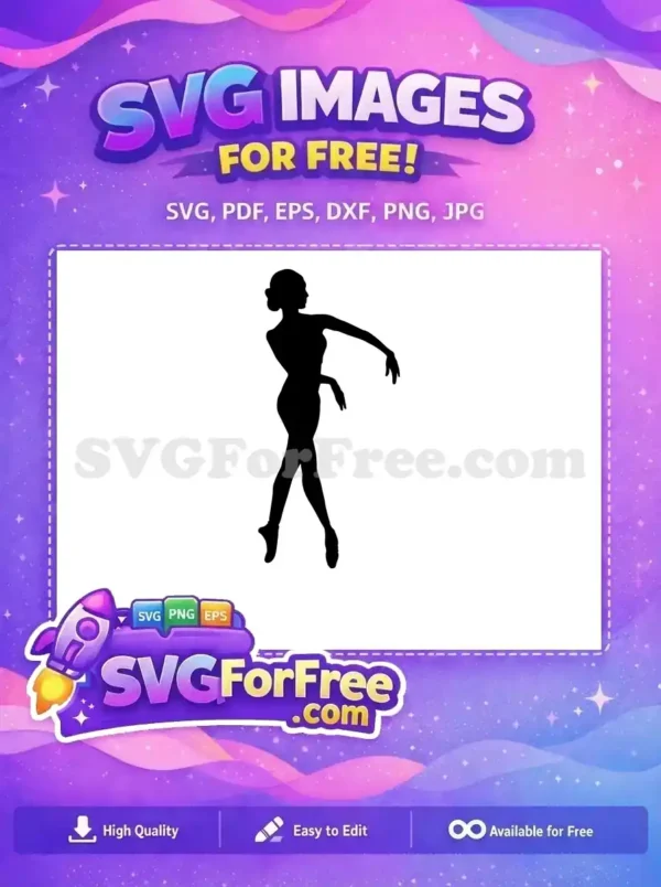 Elegant free ballerina silhouette SVG, ideal for dance-themed crafts and stylish design projects. Download this free vector.