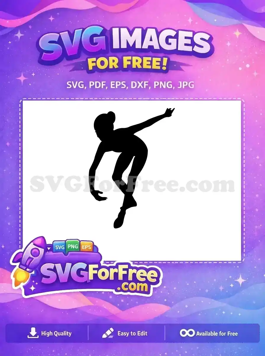 Dynamic free silhouette of a graceful ballet dancer in a striking pose, ideal for various free design projects.