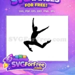 Free dynamic black silhouette Free graceful ballet leap Ballet Pack Free SVG - Instant Download