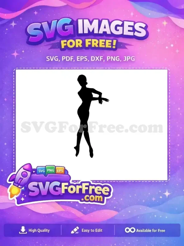 Free Elegant Woman Silhouette SVG – Graceful Dance Design Free elegant female silhouette SVG design, showcasing a graceful woman in a dance pose. Ideal for various free craft projects.
