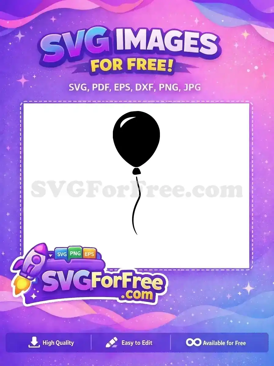 A sleek, free black balloon SVG, featuring a simple silhouette with a subtle highlight. This free design is ideal for party invites or digital crafts.