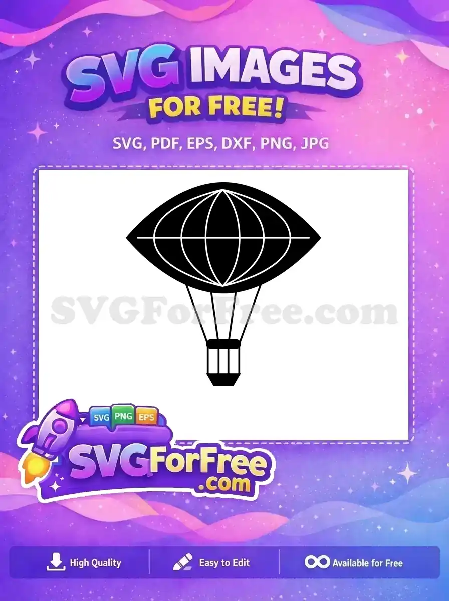 Explore this free hot air balloon SVG, featuring a unique eye-shaped design with a basket, perfect for creative projects.