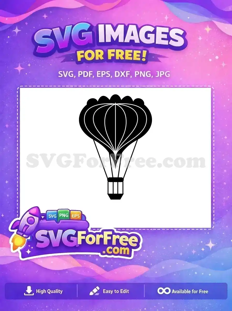 Discover this free hot air balloon silhouette SVG, a versatile vector graphic ideal for creative projects and digital crafts.