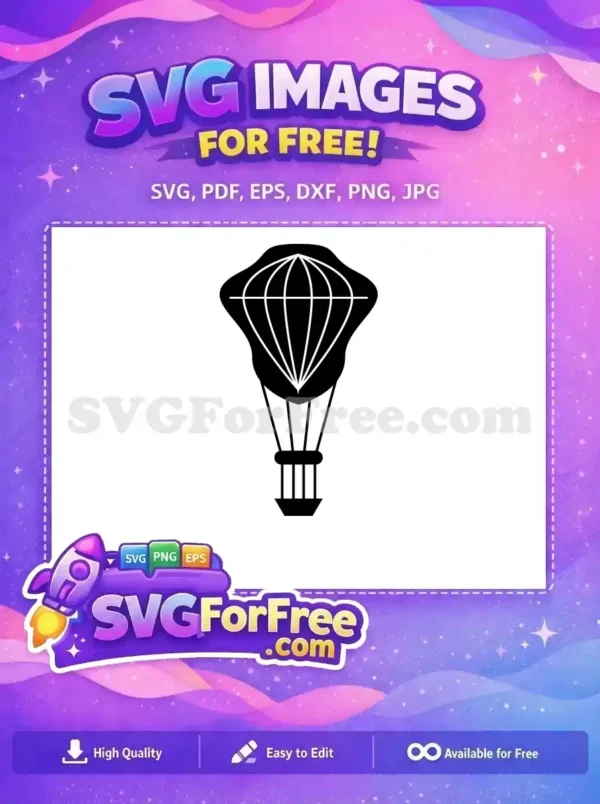 A free iconic hot air balloon SVG design, featuring a classic silhouette ready for your creative projects. Download this free vector now!