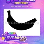 Free Black Curved Fruit Free Simple Outline Banana Art Free SVG - Instant Download