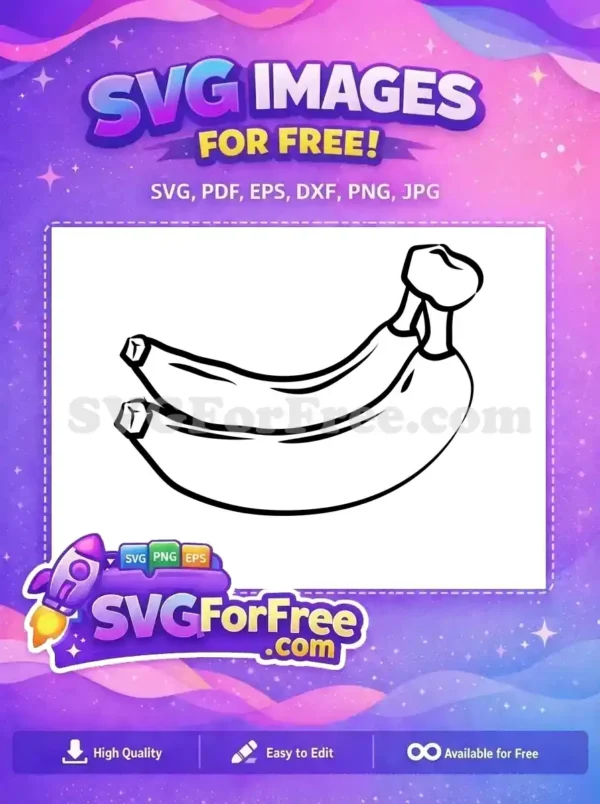Discover this free design of two ripe bananas in a clean outline style, ideal for crafts, education, or digital art projects. Enjoy this free vector!
