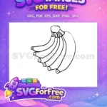 Free Bunch of Bananas Outline Free Yellow Healthy Fruit Free SVG - Instant Download