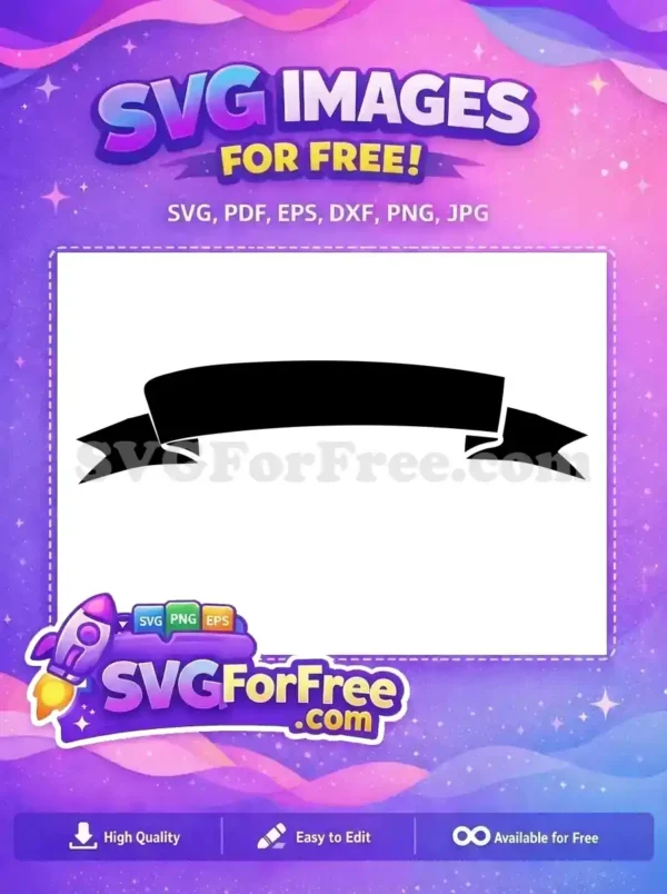 A classic black ribbon banner design, freely available for download. Ideal for adding a touch of elegance to any project.