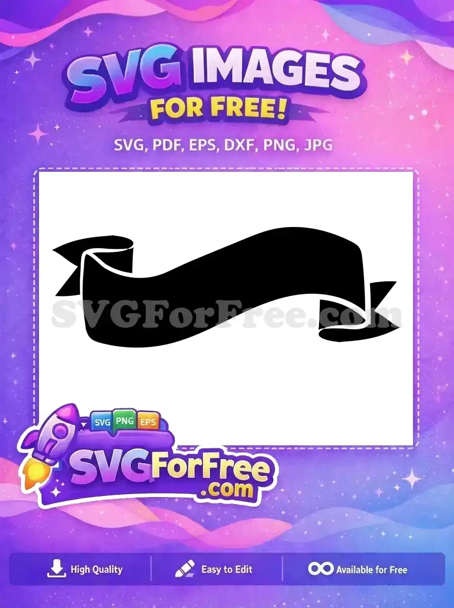 A free design black wavy banner ribbon, ideal for titles or decorations. This free SVG offers classic elegance for any project.