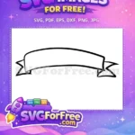 Free Simple Curved Black Outline Free Wavy Banner Ribbon Free SVG - Instant Download
