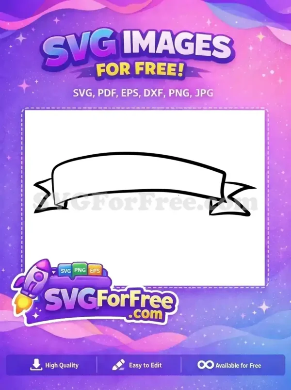 A free hand-drawn style black outline banner, dynamically curved on a white background, ready for custom text. This free vector is ideal for any creative project.