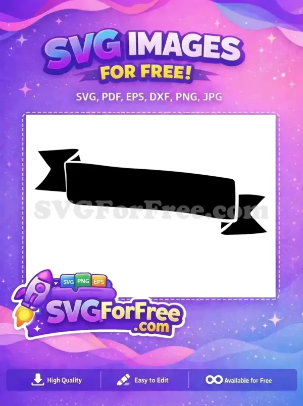 Elegant free black ribbon banner vector, ideal for labels, headers, and decorative accents in digital designs.