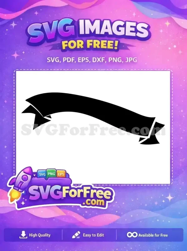 A flowing black ribbon banner, an adaptable free SVG design, ideal for titles, labels, or decorative elements in any project.