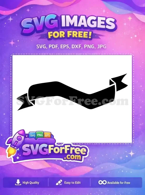 A free black ribbon banner vector, waving elegantly, ideal for titles and decorative text in any creative project.