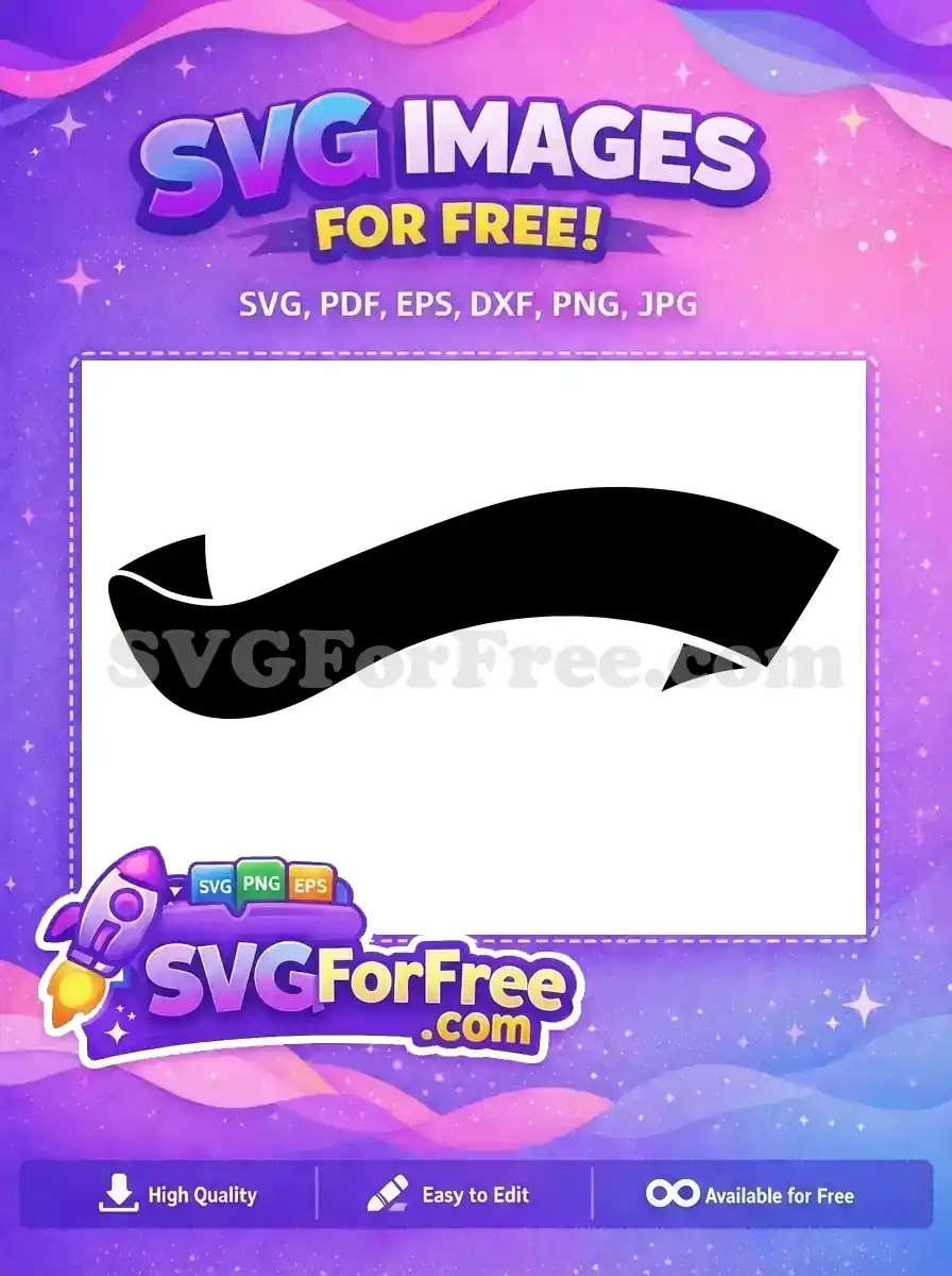 A flowing black ribbon banner, a free SVG design perfect for headings, labels, and creative projects. Customize freely!