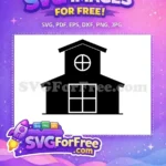 Free Rustic Black Barn Free White Outlined Windows Farmhouse Free SVG - Instant Download