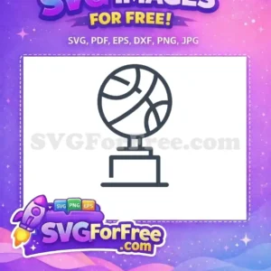 A crisp line art free SVG icon depicting a basketball trophy with a detailed ball on a sturdy base, perfect for free sports visuals.