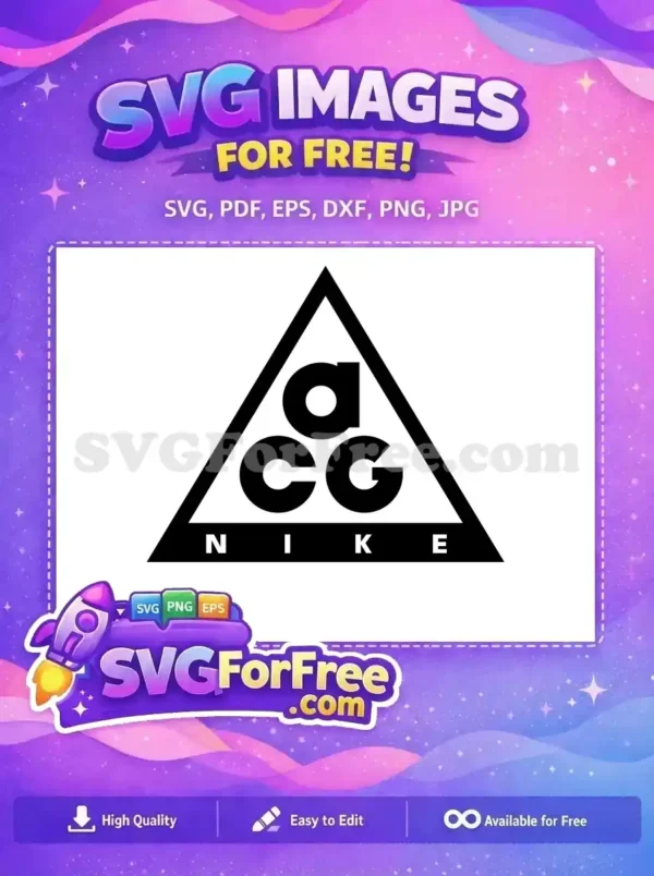 A crisp free Nike ACG logo, prominently featuring "ACG" within a bold black triangle, with "NIKE" below. This free design is ready for immediate use.