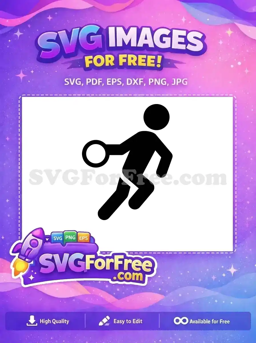 A dynamic free SVG icon of a person throwing a discus, featuring a bold black silhouette. This free design is ideal for sports graphics.