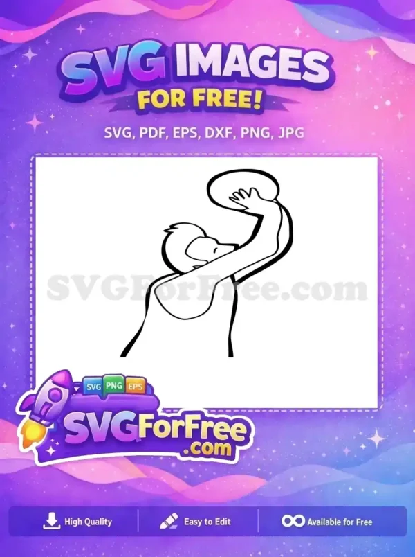 A free design featuring a minimalist outline of a basketball player mid-shot, ideal for various free sports graphics.