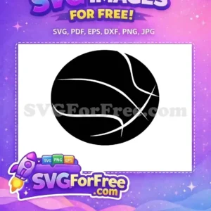 A free minimalist black basketball icon, ideal for sports branding. This free SVG design offers clean lines for any project.