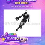 Free Dribbling Player Free Black Silhouette Kobe Bryant Basketball Free SVG - Instant Download