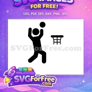 Free Basketball Player SVG Icon for Dynamic Sports Designs A free basketball player icon, a silhouette of a person shooting a ball towards a hoop. This free design is versatile.