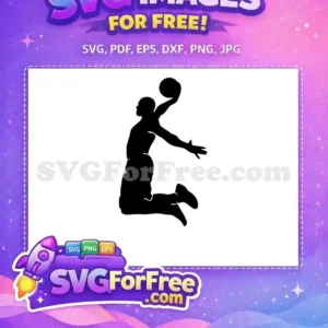 Dynamic free design of a basketball player in mid-air, performing a powerful dunk, ready for your creative projects.