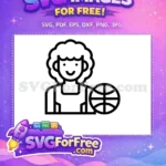 Free Happy Smiling Curly Haired Free Black Outline Basketball Kobe Bryant Free SVG - Instant Download