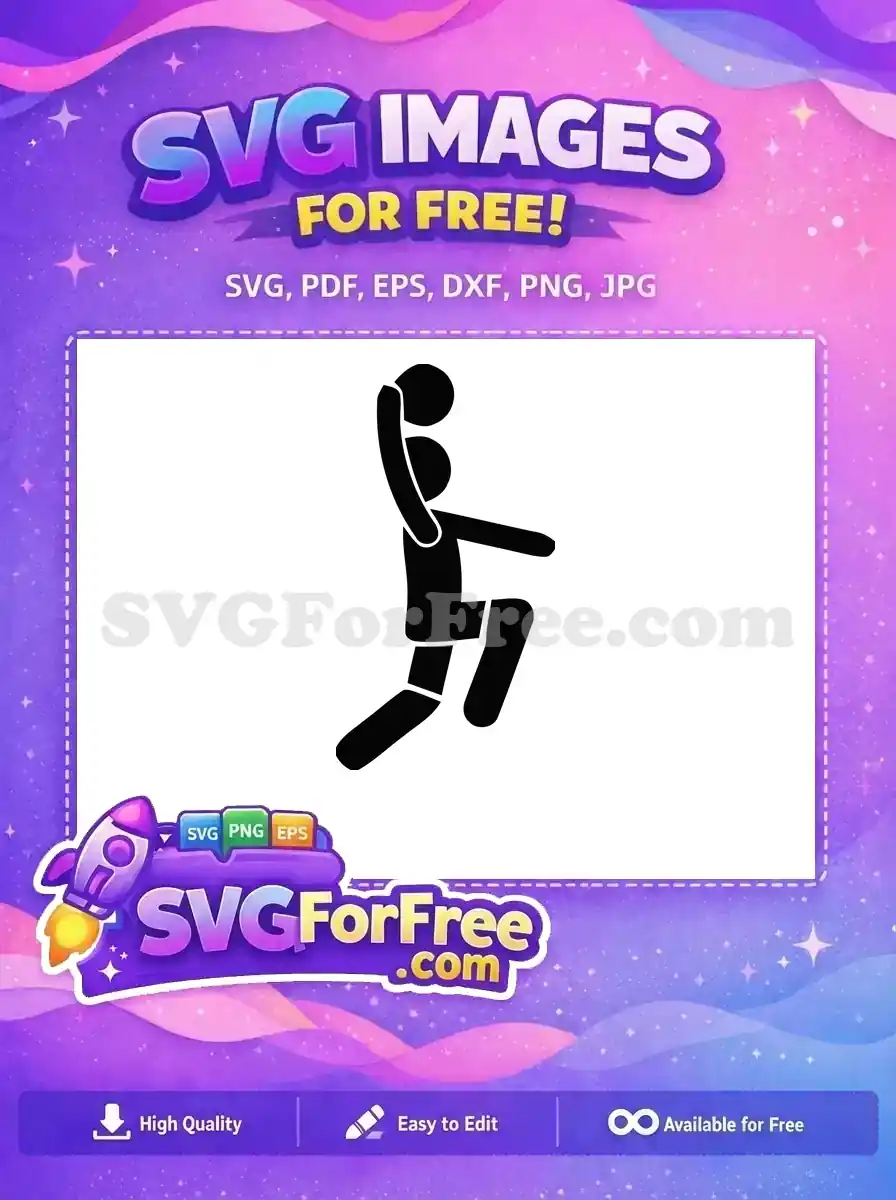 A dynamic free SVG silhouette of a basketball player in action, jumping with a ball overhead. Ideal for sports themes.