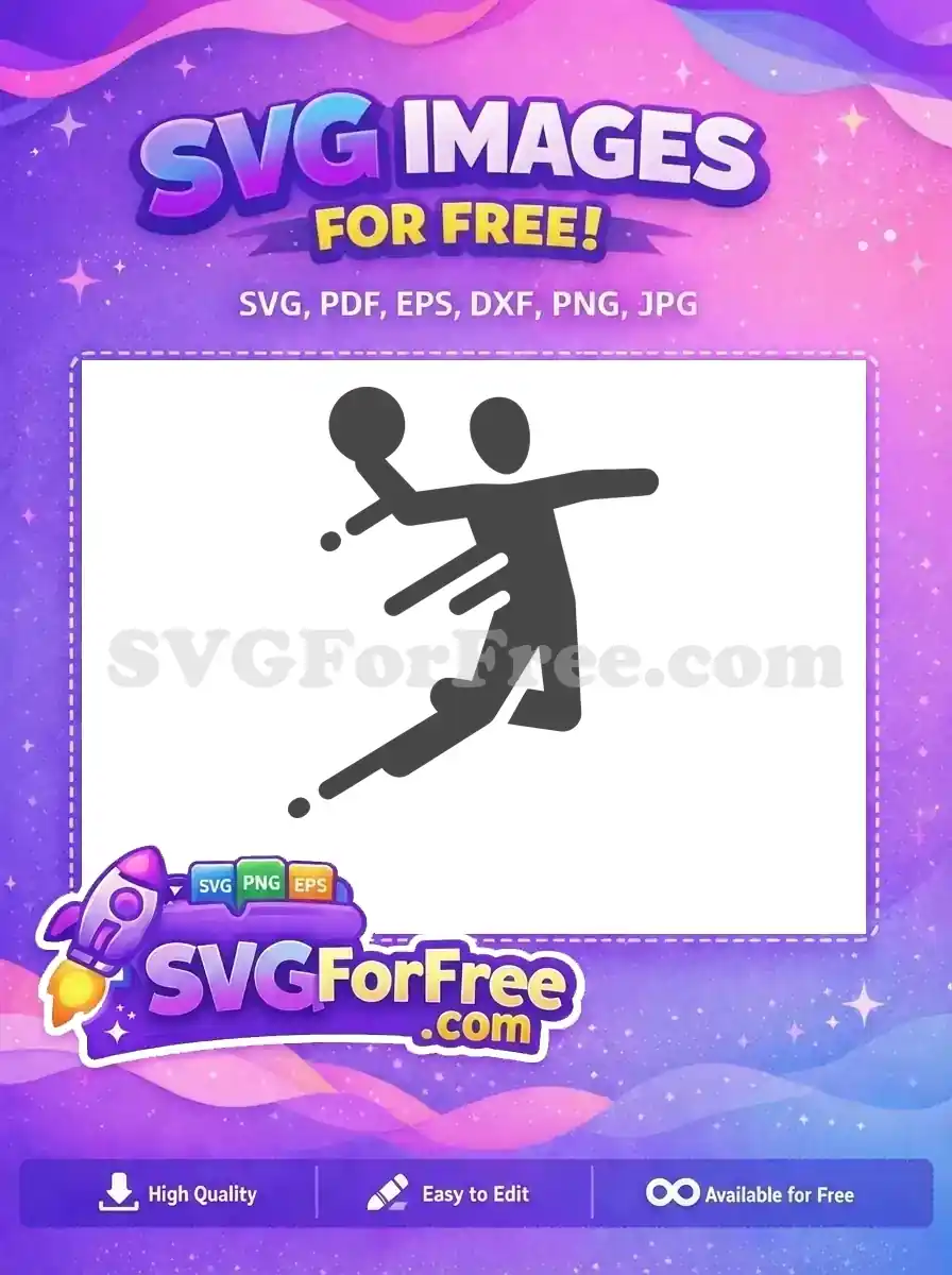 Dynamic free handball player icon, mid-throw. Perfect for sports graphics, websites, and print projects. Get this free design now!