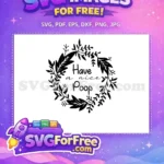 Free Black Leafy Wreath Free Funny Bathroom Quote Bathroom Humor Free SVG - Instant Download