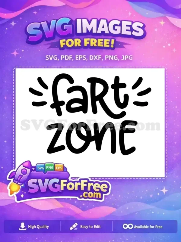 Fart Zone Free SVG – Hilarious Design for Your Projects! A humorous 'Fart Zone' free SVG design in a bold, hand-drawn style. This free design is ideal for funny apparel or signs.
