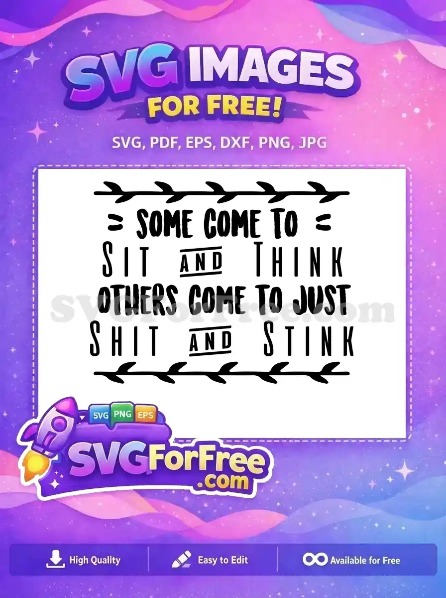 Discover this free design: a bold, humorous bathroom quote with decorative borders, ideal for crafting unique free decor easily.