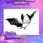 Free Smiling Vampire Bat Free Black Silhouette Flying Halloween Free SVG - Instant Download