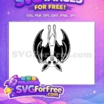 Free Cute Hanging Bat Free Sparkling Eyes Silhouette Halloween Night Free SVG - Instant Download