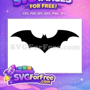 Free Batman Logo SVG – Iconic Bat Symbol Design Iconic free Batman symbol SVG, a sleek black bat silhouette with outstretched wings, perfect for free creative projects.
