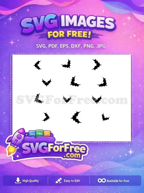 A free design displaying a collection of black bat silhouettes and solid black squares on a white background, ideal for spooky projects. Get this versatile free vector art now!