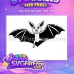 Free Cute Happy Bat Free Black Silhouette Halloween Free SVG - Instant Download