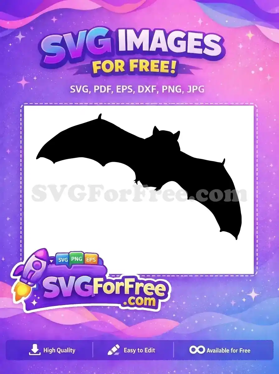 Download this free flying bat silhouette, ideal for Halloween decorations and spooky crafts. A versatile free vector design.