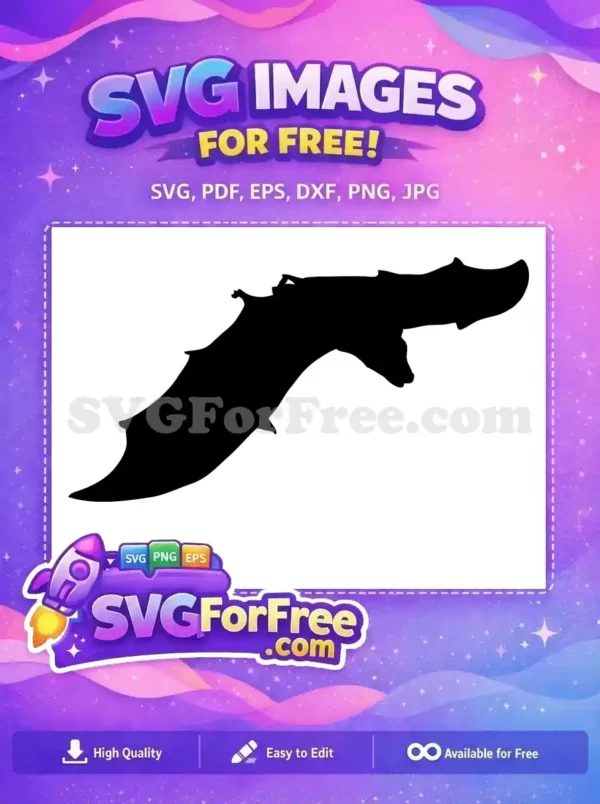 Free bat silhouette SVG design, a sleek black vector of a flying bat, ideal for Halloween or nature themes. Download free now!