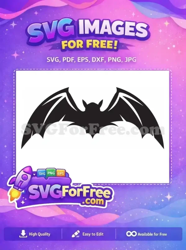 A striking free bat silhouette SVG, ideal for diverse projects. This free design is easily customizable for any creative need.