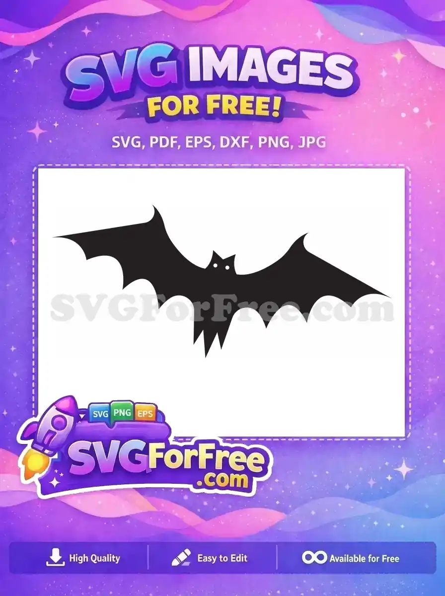 A striking silhouette of a flying bat, a fantastic free Halloween design for your creative projects. Download this free SVG now!